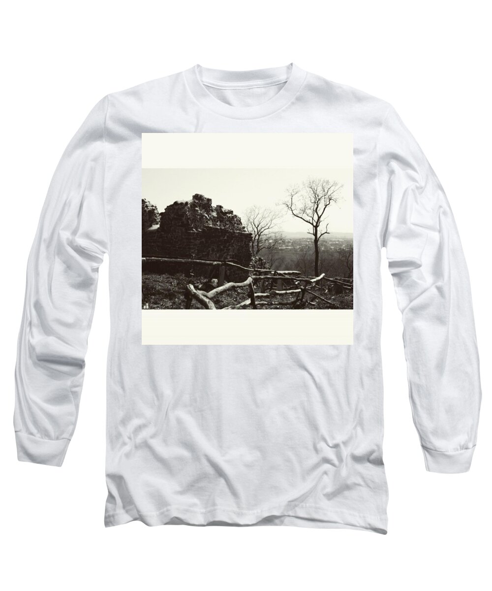 Ebersburg Long Sleeve T-Shirt featuring the photograph #monochrome #summer #canon #harz by Mandy Tabatt
