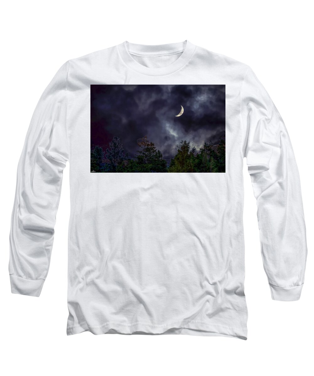 Moon Long Sleeve T-Shirt featuring the photograph Moon Shine Over the Okanagan by Phil And Karen Rispin