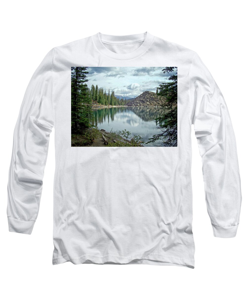 Moraine Lake Long Sleeve T-Shirt featuring the photograph Moraine Lake Canadian Rockies by Lynn Bolt