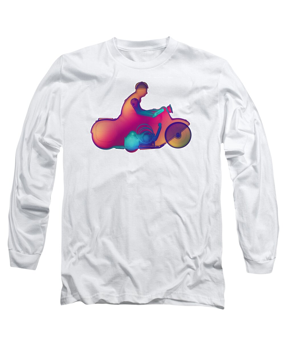 Tin Toy Motorcycle X-ray Art Photography Long Sleeve T-Shirt featuring the photograph Motorcycle X-ray No. 4 by Roy Livingston