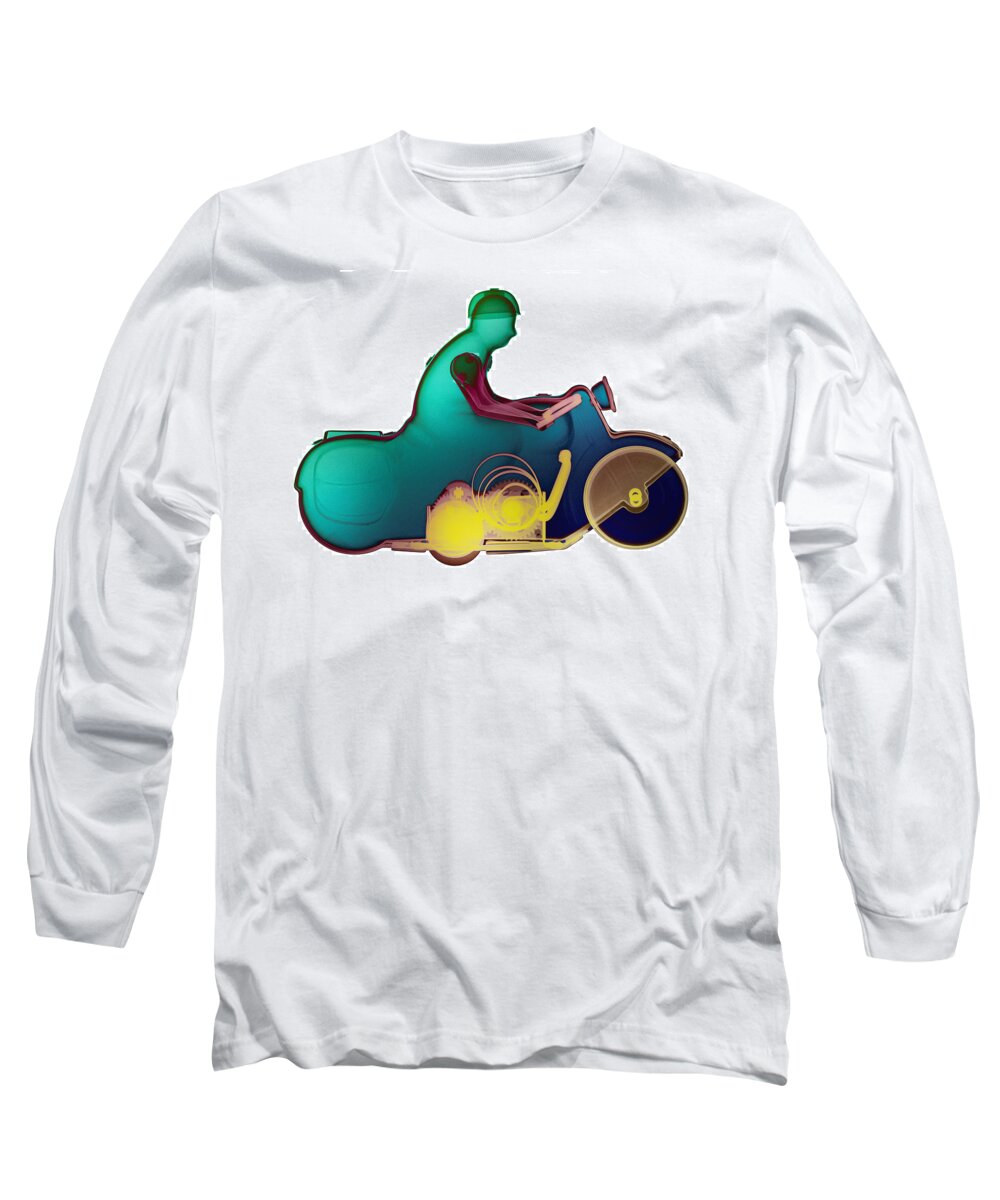 Tin Toy Motorcycle X-ray Art Photography Long Sleeve T-Shirt featuring the photograph Motorcycle X-ray No. 6 by Roy Livingston