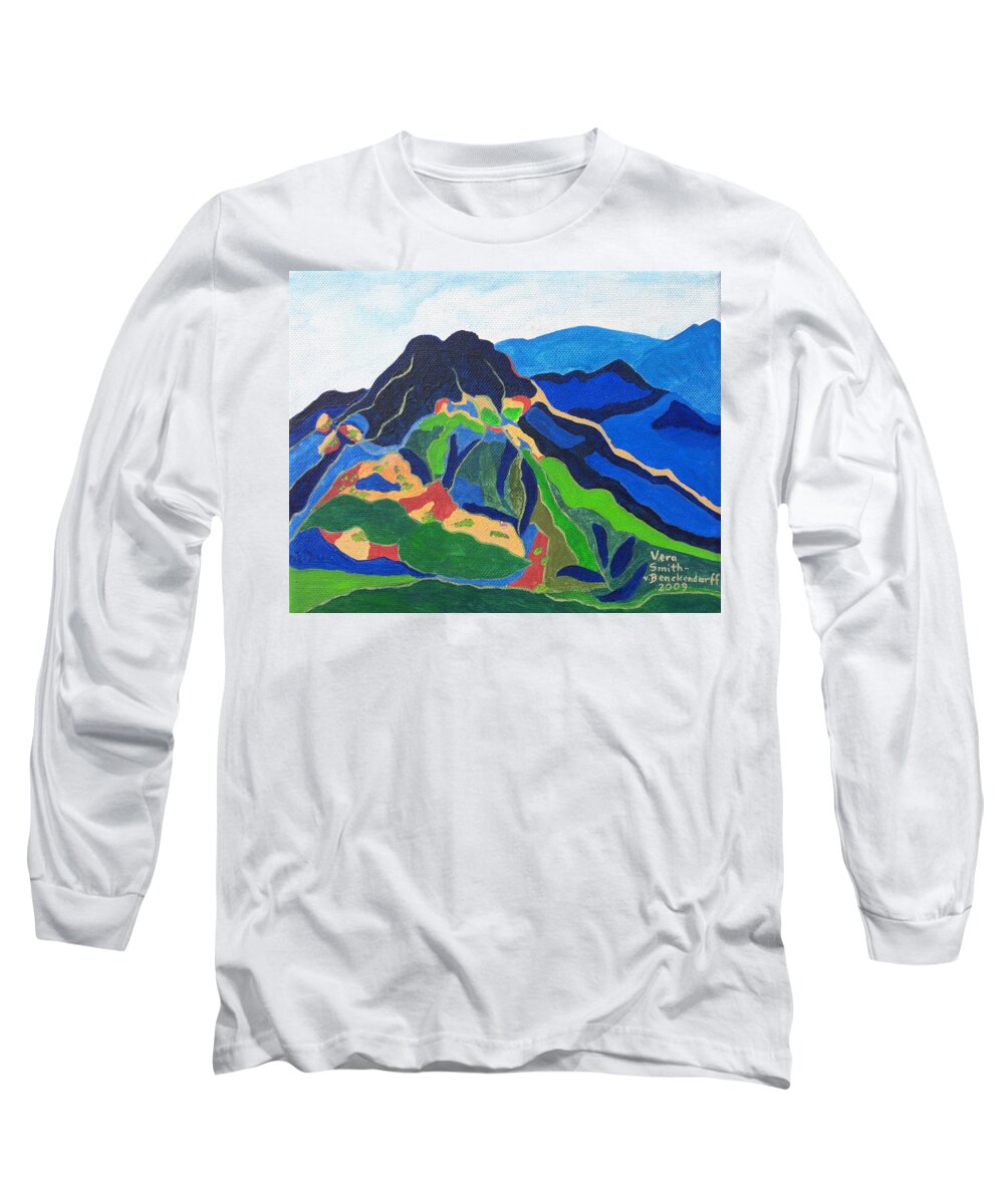 Landscape Long Sleeve T-Shirt featuring the painting Mount Canigou by Vera Smith