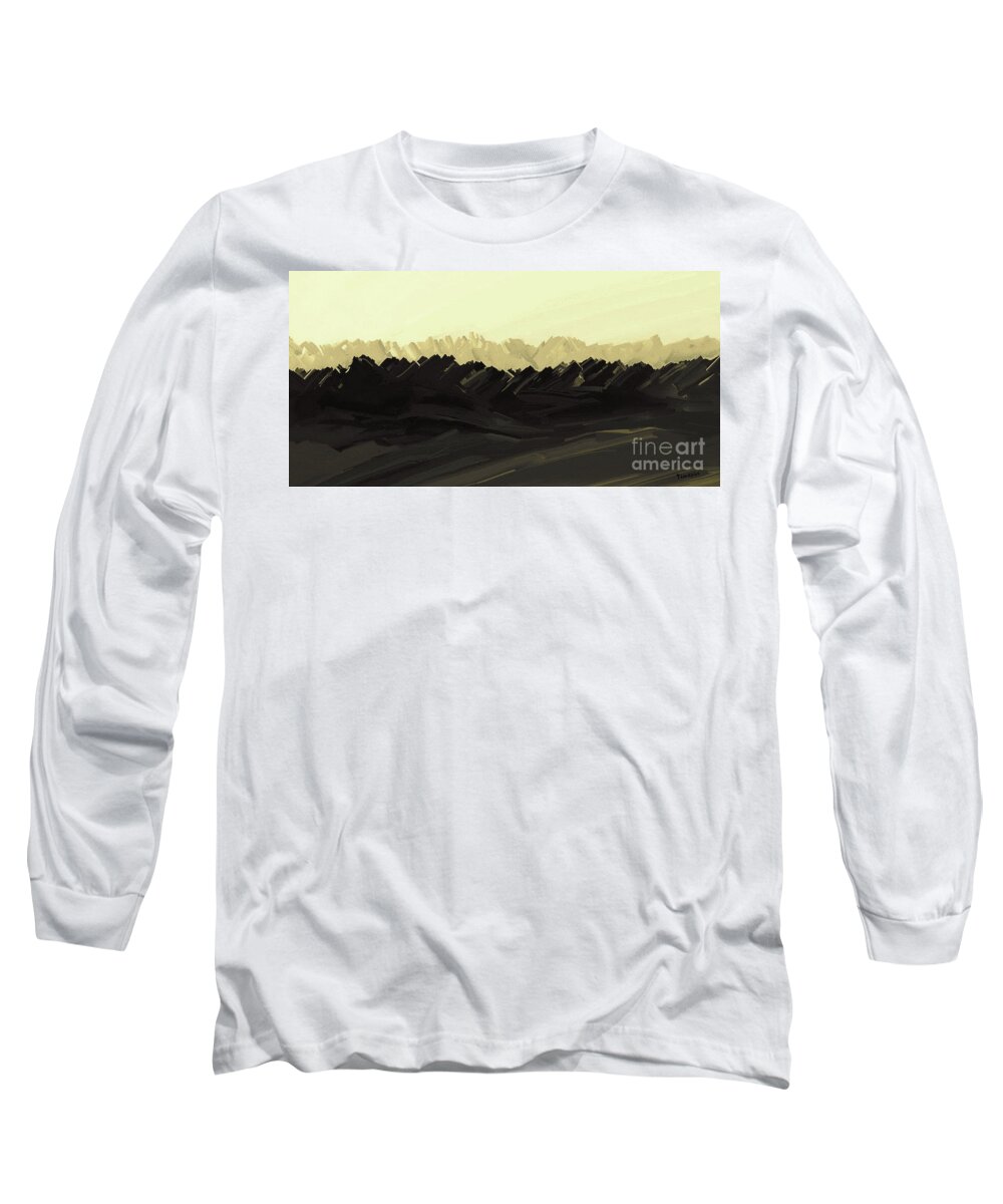 Digital Hand-drawn Painting Long Sleeve T-Shirt featuring the digital art Mountains of the Mohave by Tim Richards