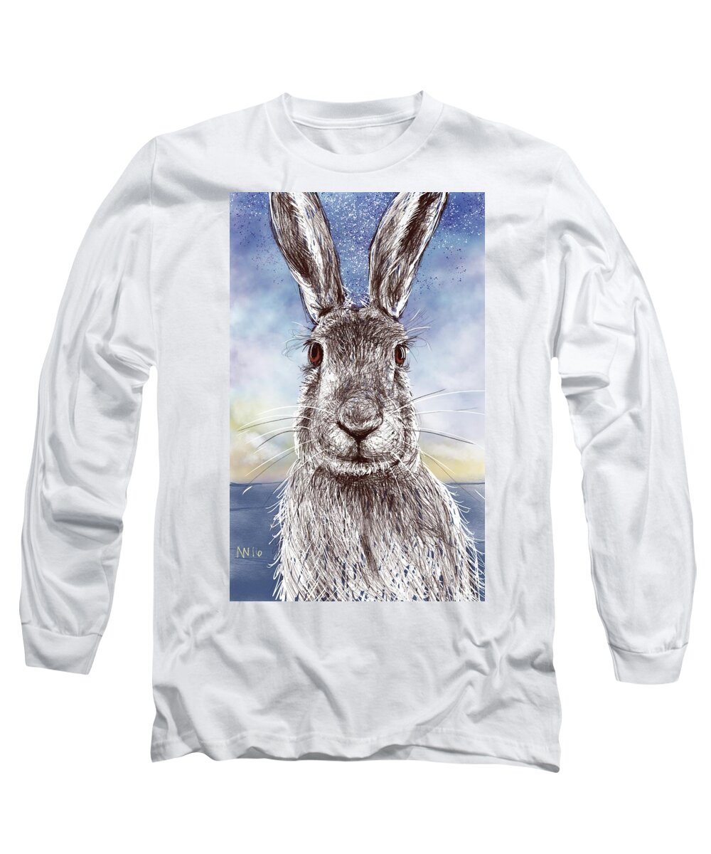 Bunny Long Sleeve T-Shirt featuring the digital art Mr. Rabbit by AnneMarie Welsh