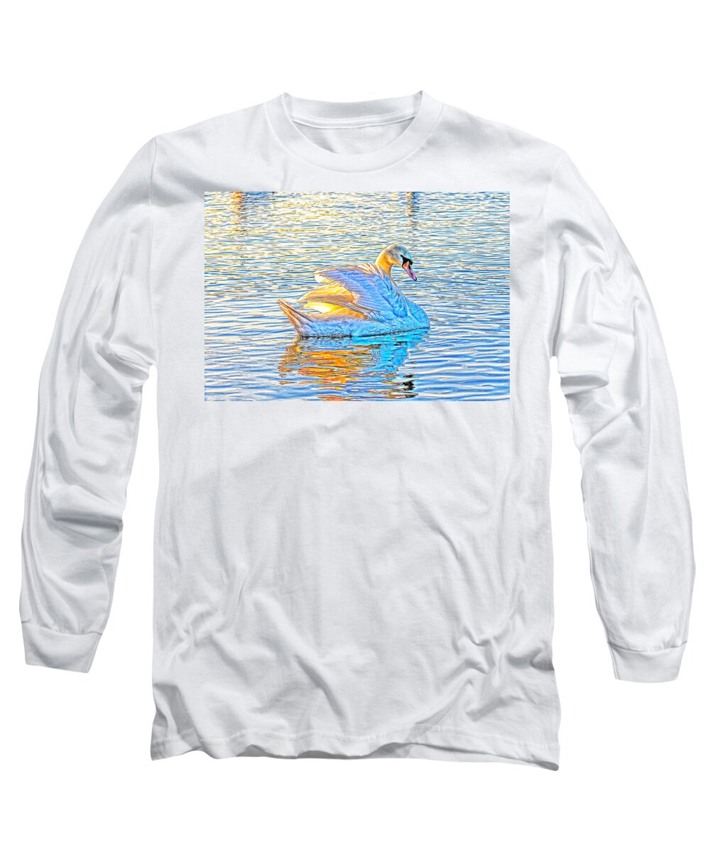 Artistic Long Sleeve T-Shirt featuring the photograph Multicolour Swan by Gouzel -