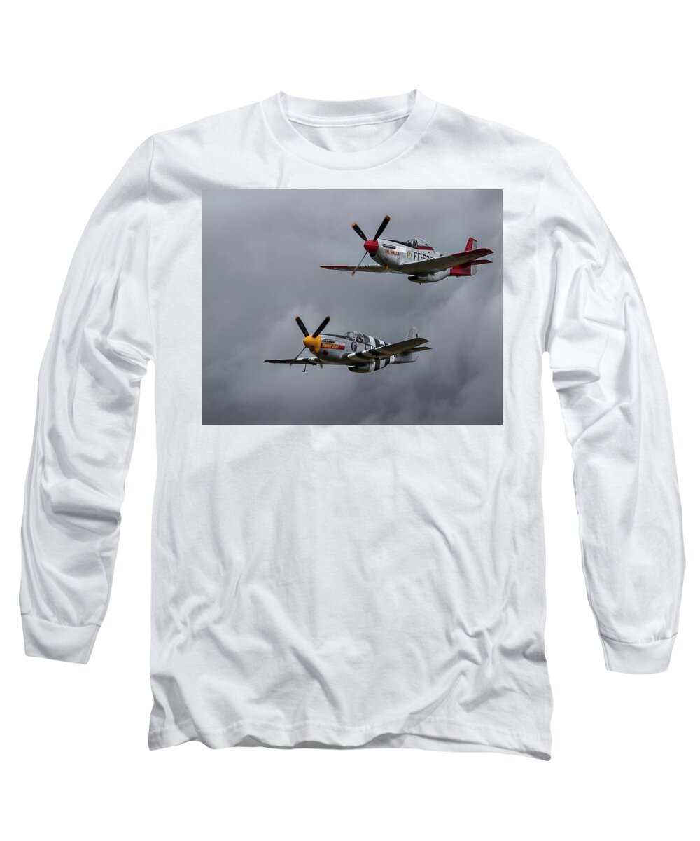 Airplanes Long Sleeve T-Shirt featuring the photograph Mustangs by Elvira Butler
