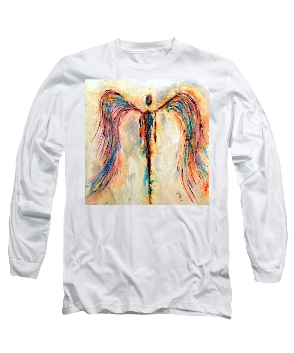 Angel Long Sleeve T-Shirt featuring the painting My Trust in You by Ivan Guaderrama