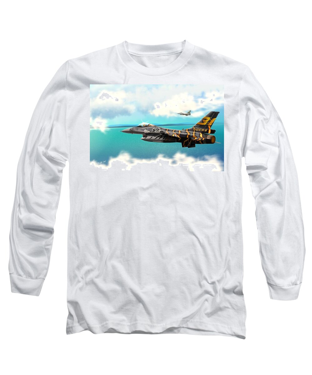 F16 Long Sleeve T-Shirt featuring the digital art Nato Belgian Air Force 31 F16 by John Wills