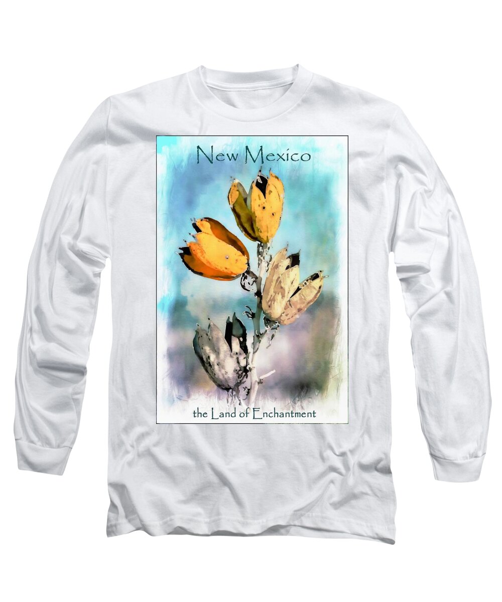 New Mexico Long Sleeve T-Shirt featuring the mixed media New Mexico Land of Enchantment by Barbara Chichester