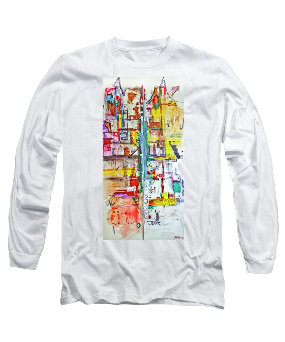 Art Long Sleeve T-Shirt featuring the painting New York City Icons And Symbols by Jack Diamond