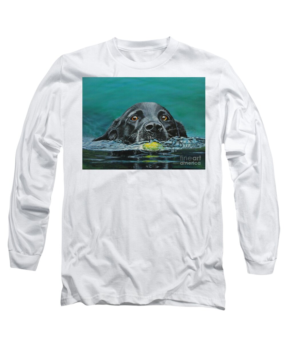 Dog Long Sleeve T-Shirt featuring the painting Next Time You Fetch It by Bob Williams