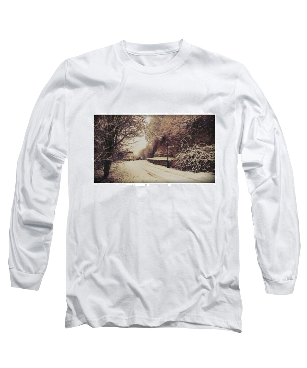 Walls Long Sleeve T-Shirt featuring the photograph #nordhausen #snow #somedaysago #trees by Mandy Tabatt