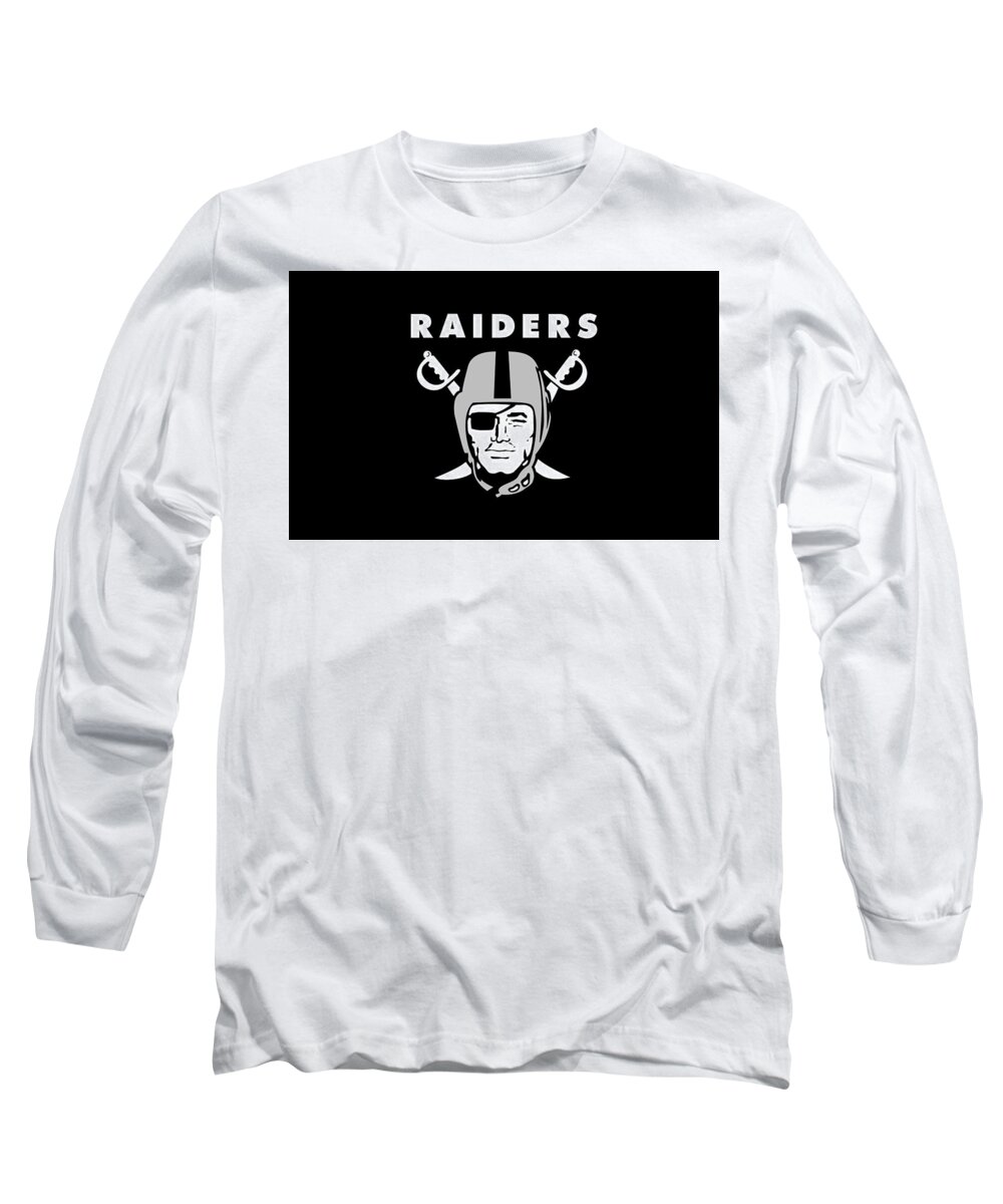 Oakland Raiders Long Sleeve T-Shirt featuring the digital art Oakland Raiders by Maye Loeser