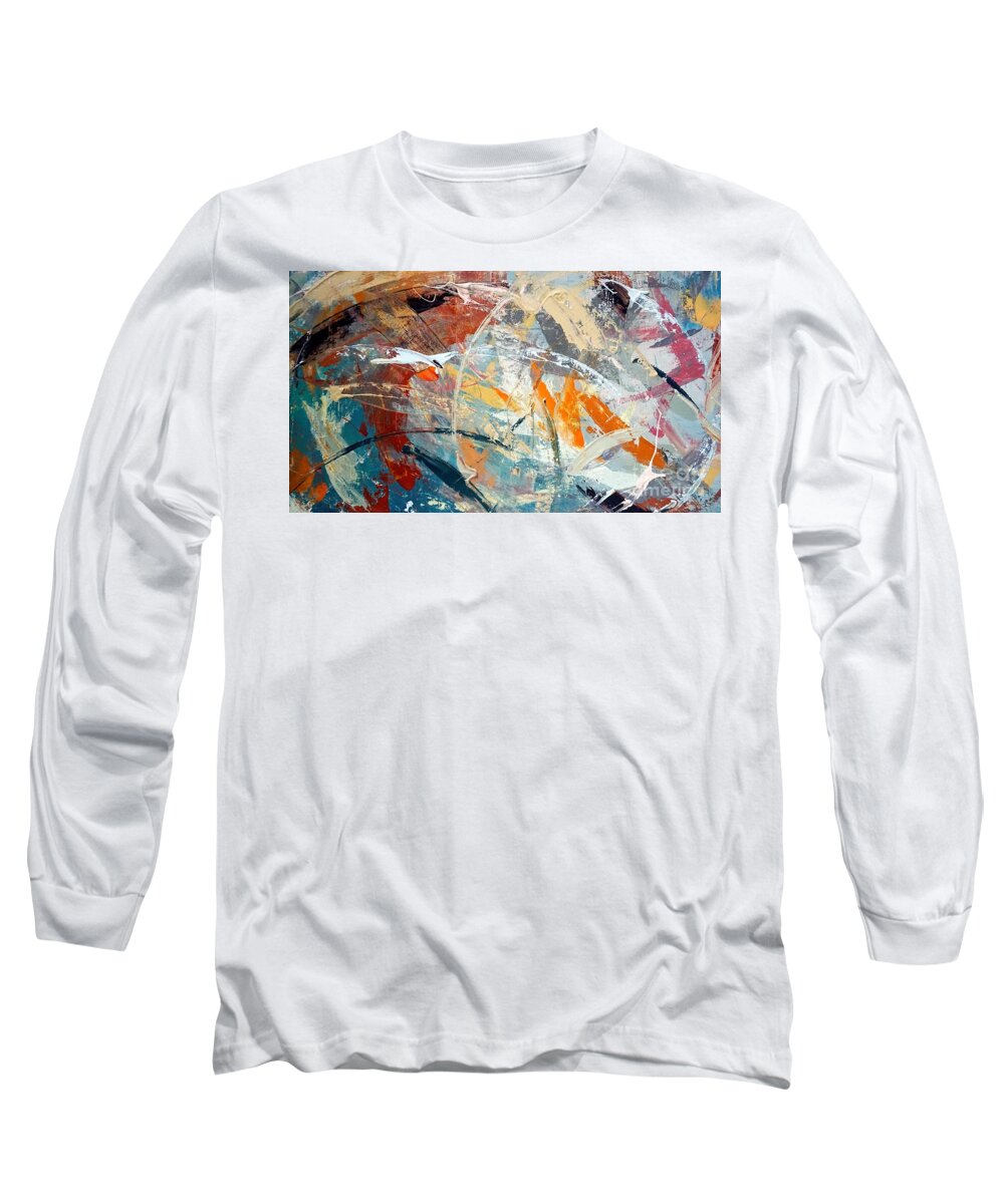 Objective Long Sleeve T-Shirt featuring the painting Objective of Light and Dark Painted Surface by Lisa Kaiser