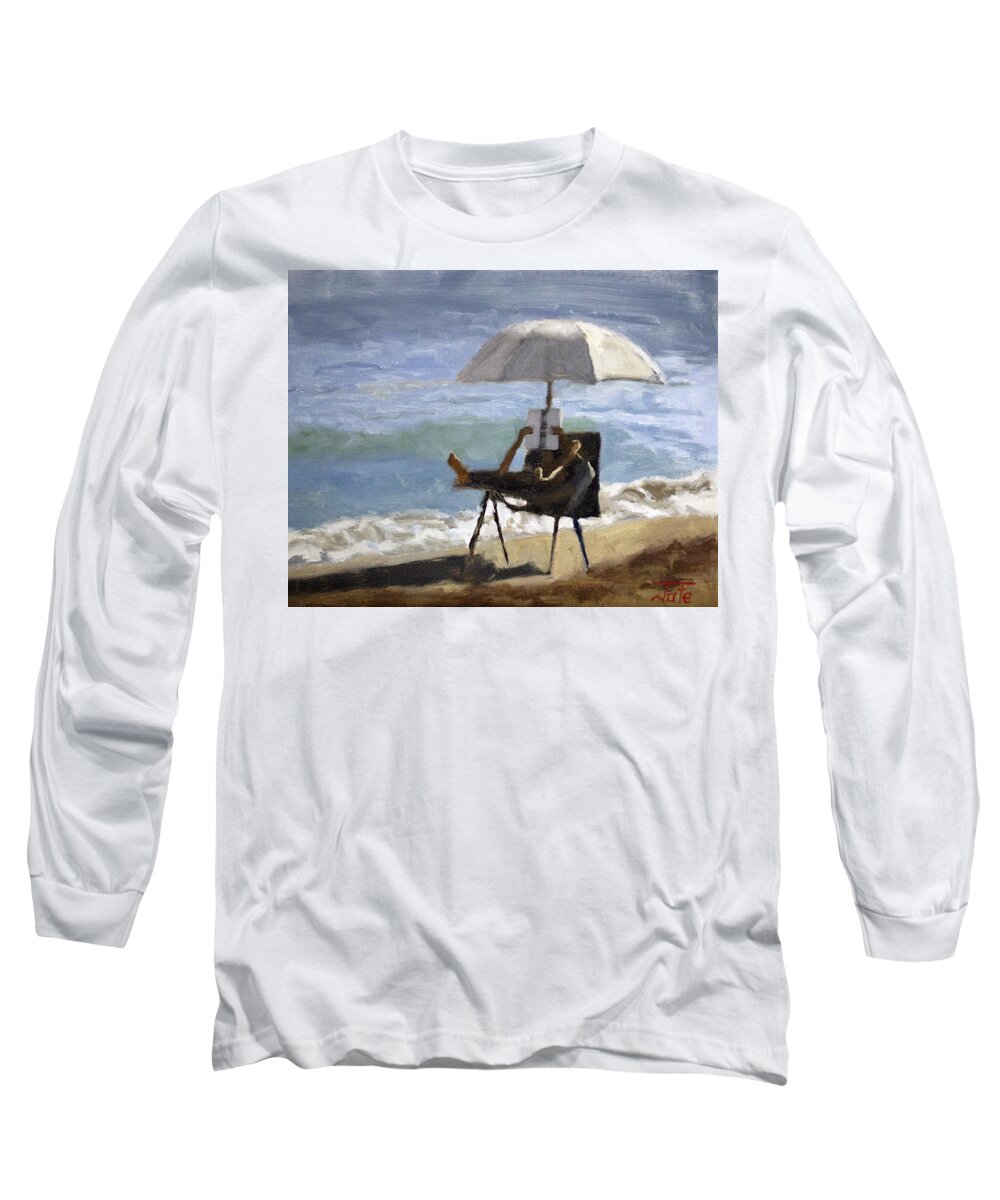 Ocean Long Sleeve T-Shirt featuring the painting Ocean reader by Tate Hamilton