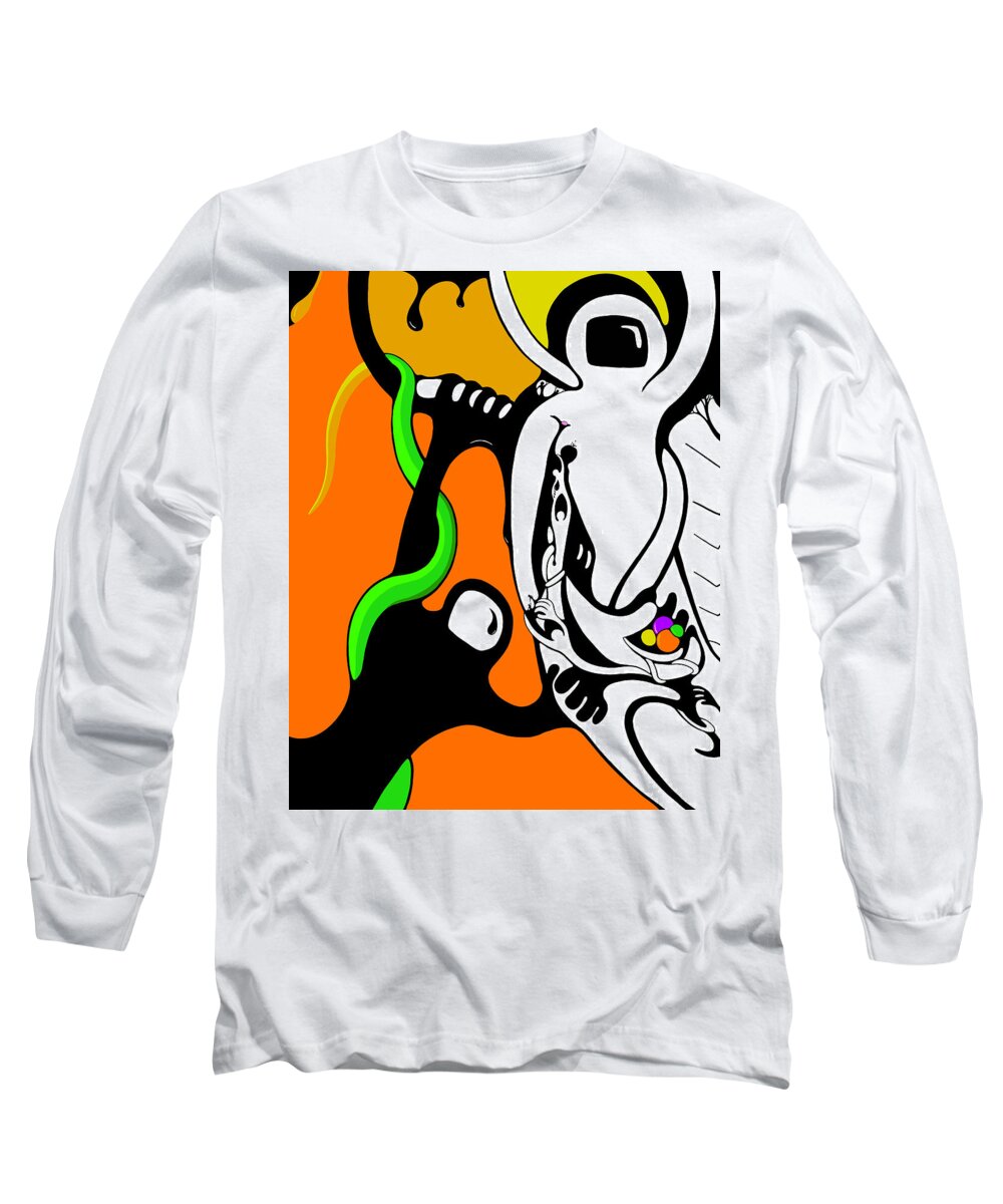 Space Long Sleeve T-Shirt featuring the drawing Oddballs by Craig Tilley