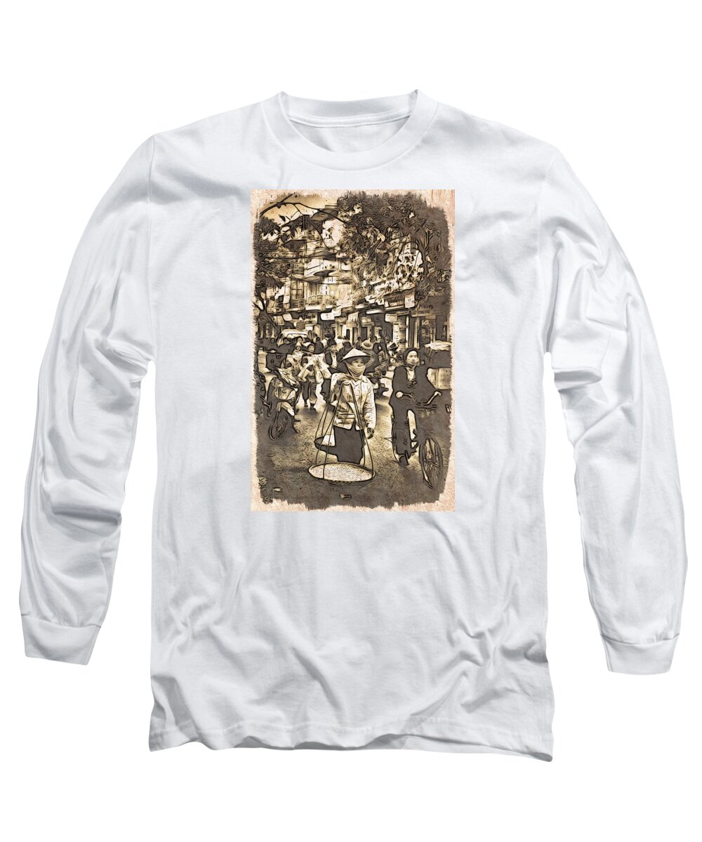Asia Long Sleeve T-Shirt featuring the digital art Off to Work by Cameron Wood