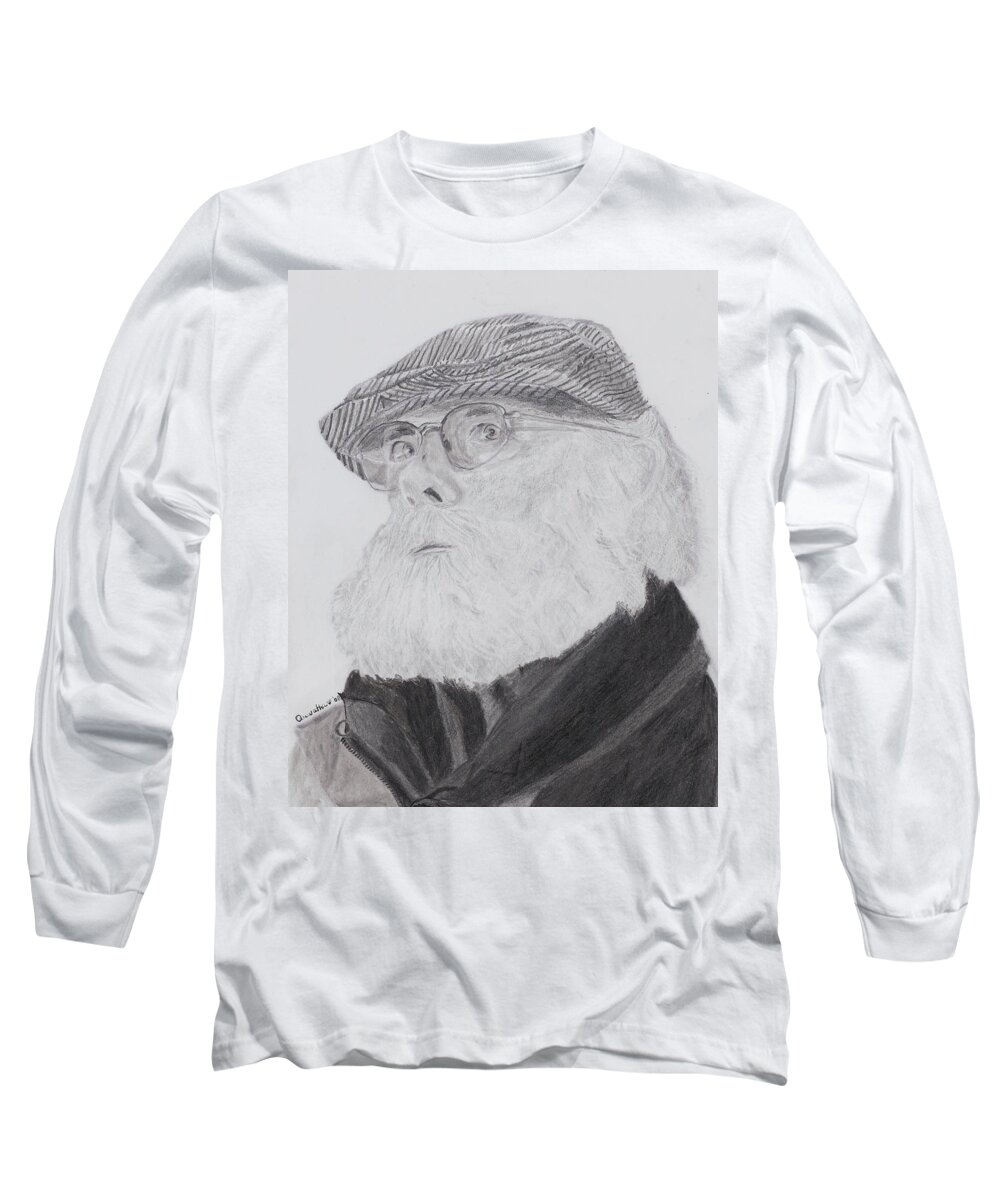 Portrait Long Sleeve T-Shirt featuring the drawing Old Man With Beard by Quwatha Valentine