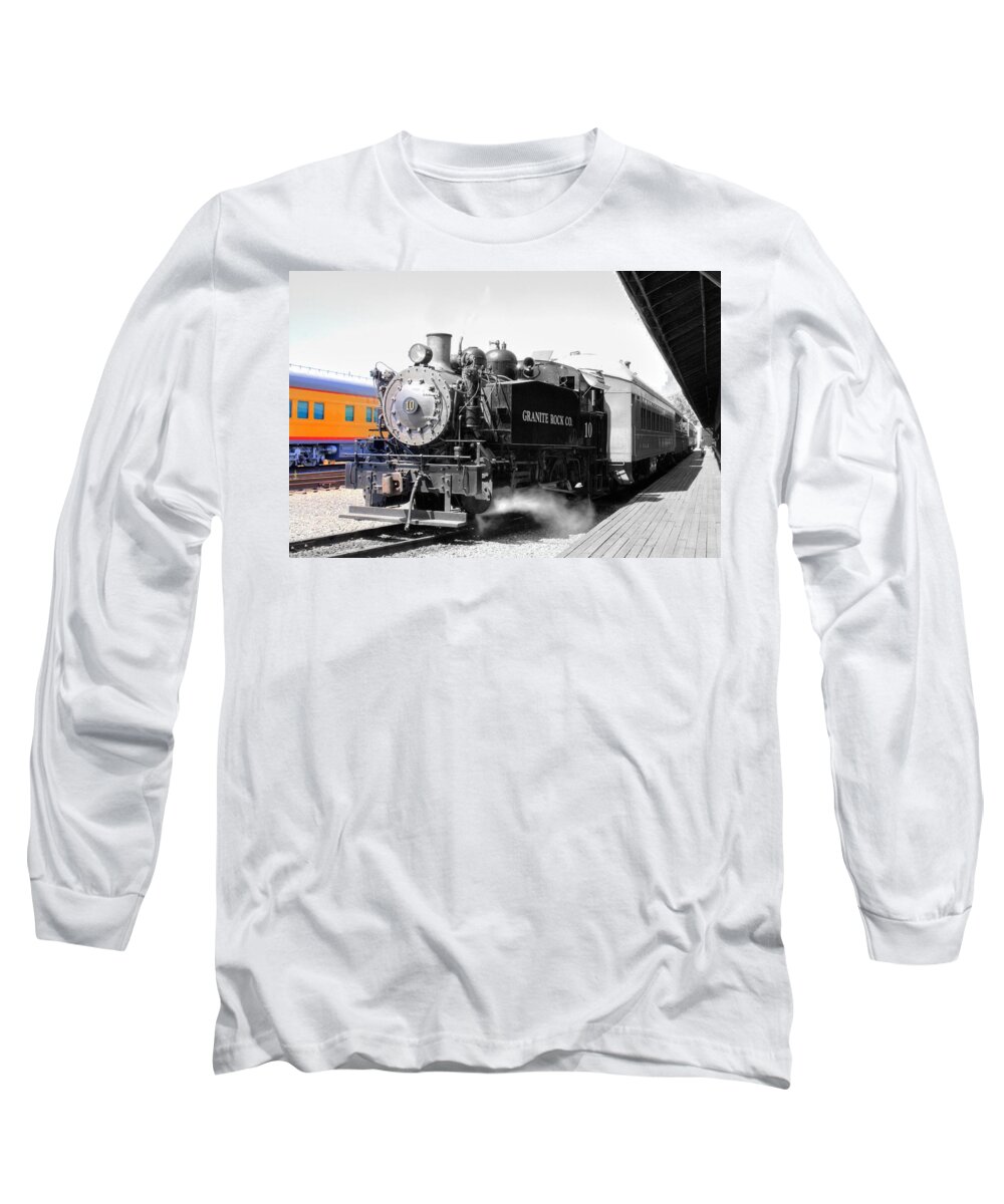 Hdr Long Sleeve T-Shirt featuring the photograph Old Sacramento Steam Train by Randy Wehner