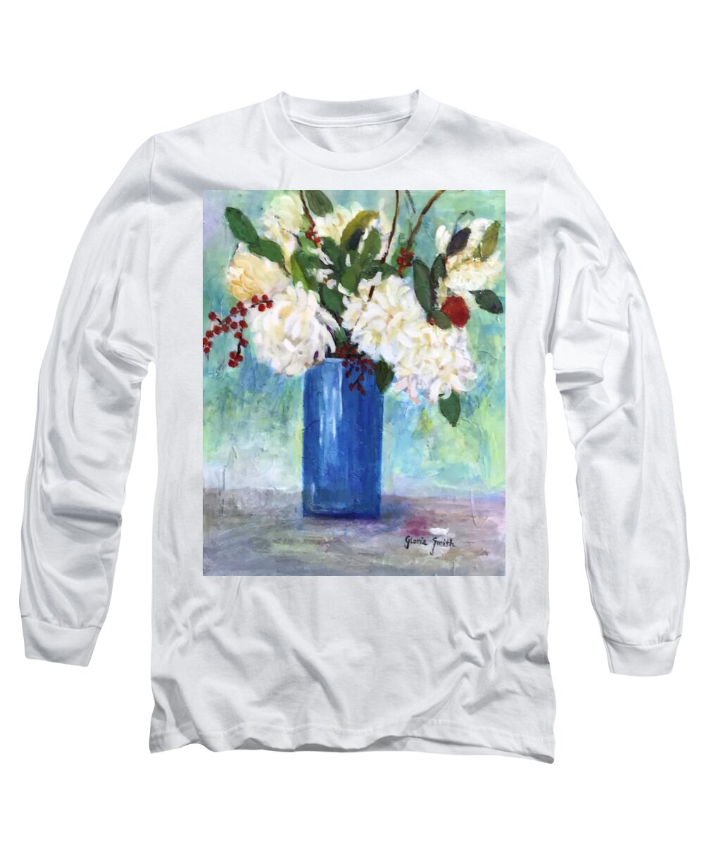 White Flowers Long Sleeve T-Shirt featuring the painting Party Time by Gloria Smith