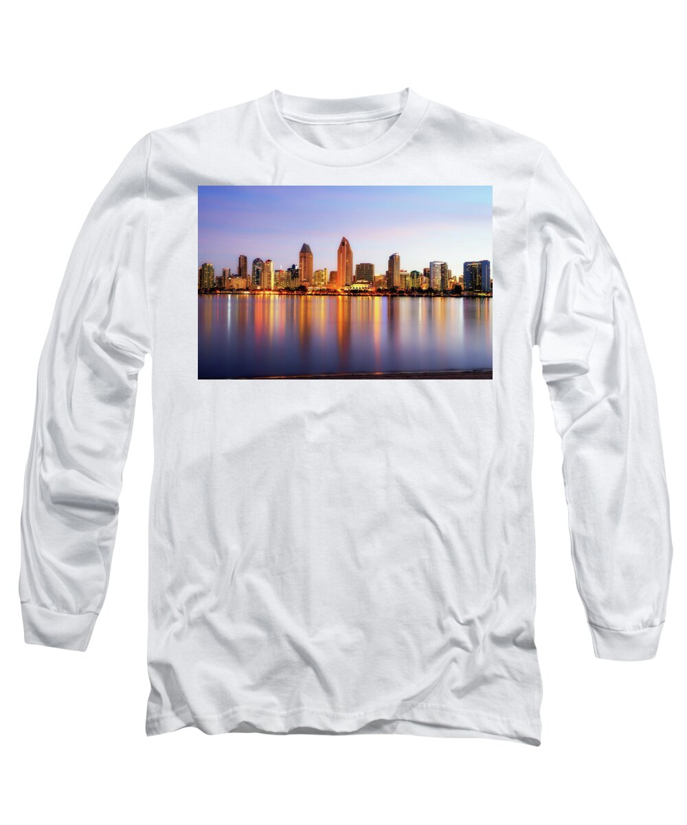San Diego Long Sleeve T-Shirt featuring the photograph A Pastel San Diego Skyline by Joseph S Giacalone