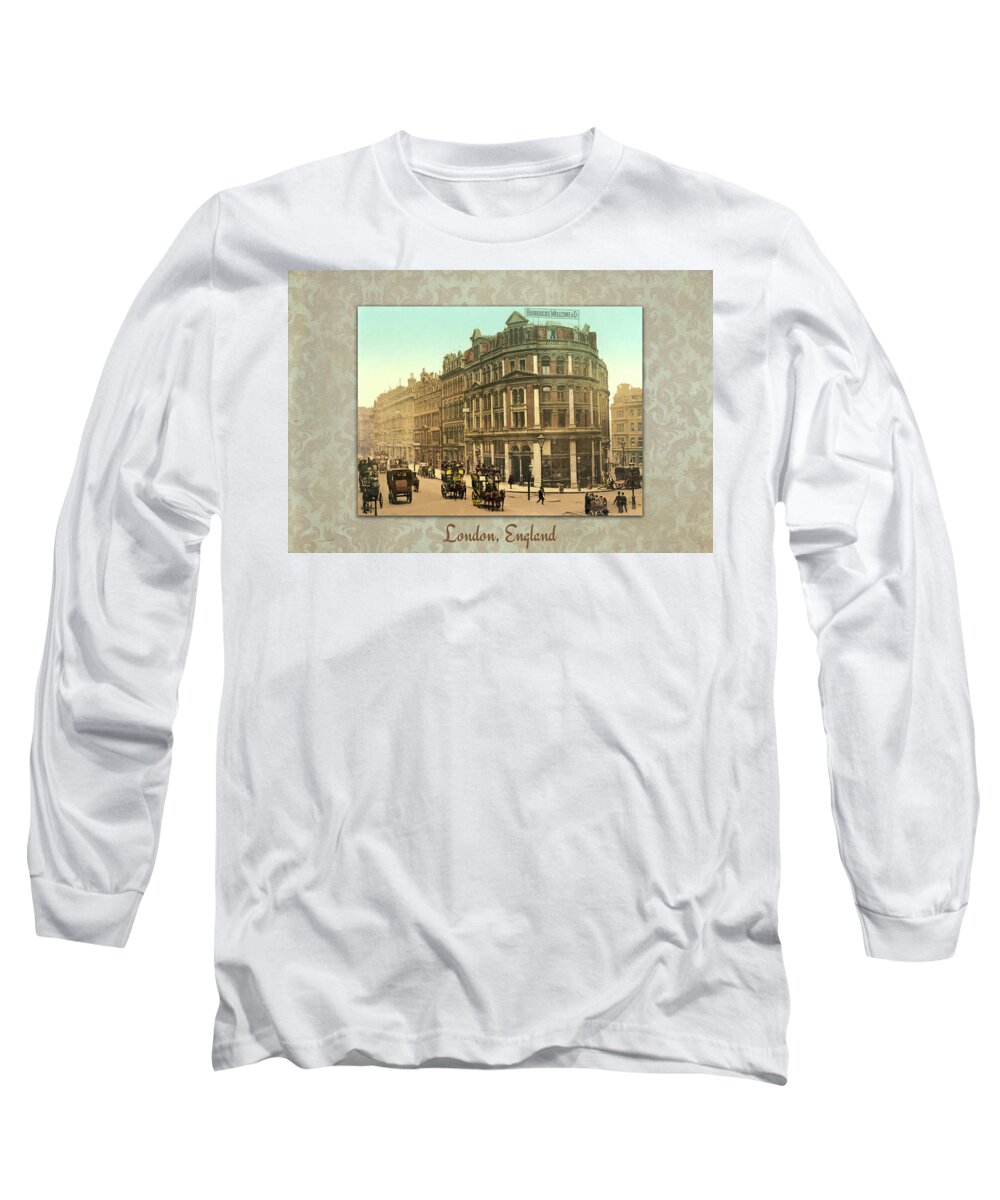 London Long Sleeve T-Shirt featuring the photograph Photochrome of Holborn Viaduct, London, England by Peggy Collins