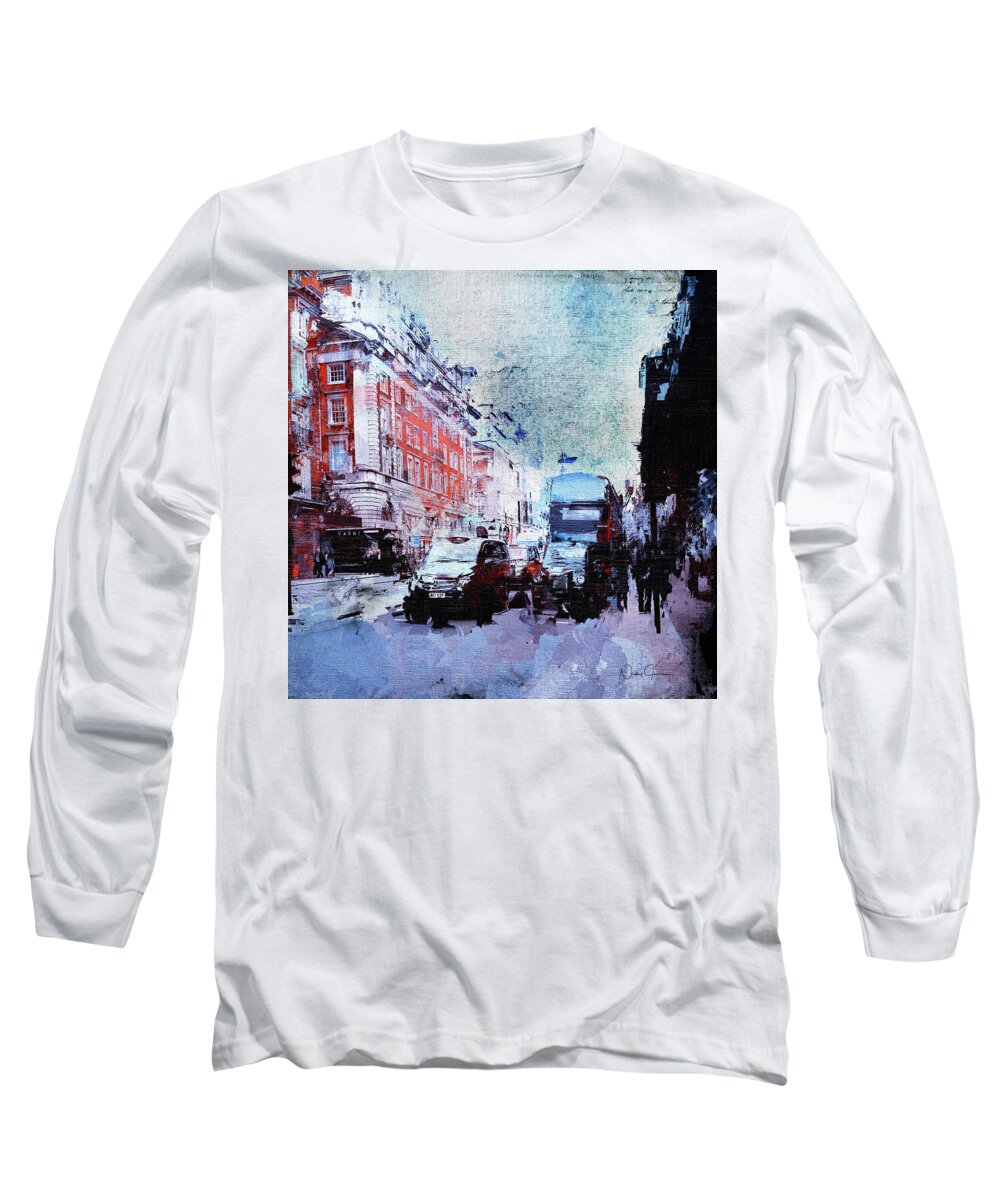 London Long Sleeve T-Shirt featuring the digital art Piccadilly. Afternoon Rush by Nicky Jameson