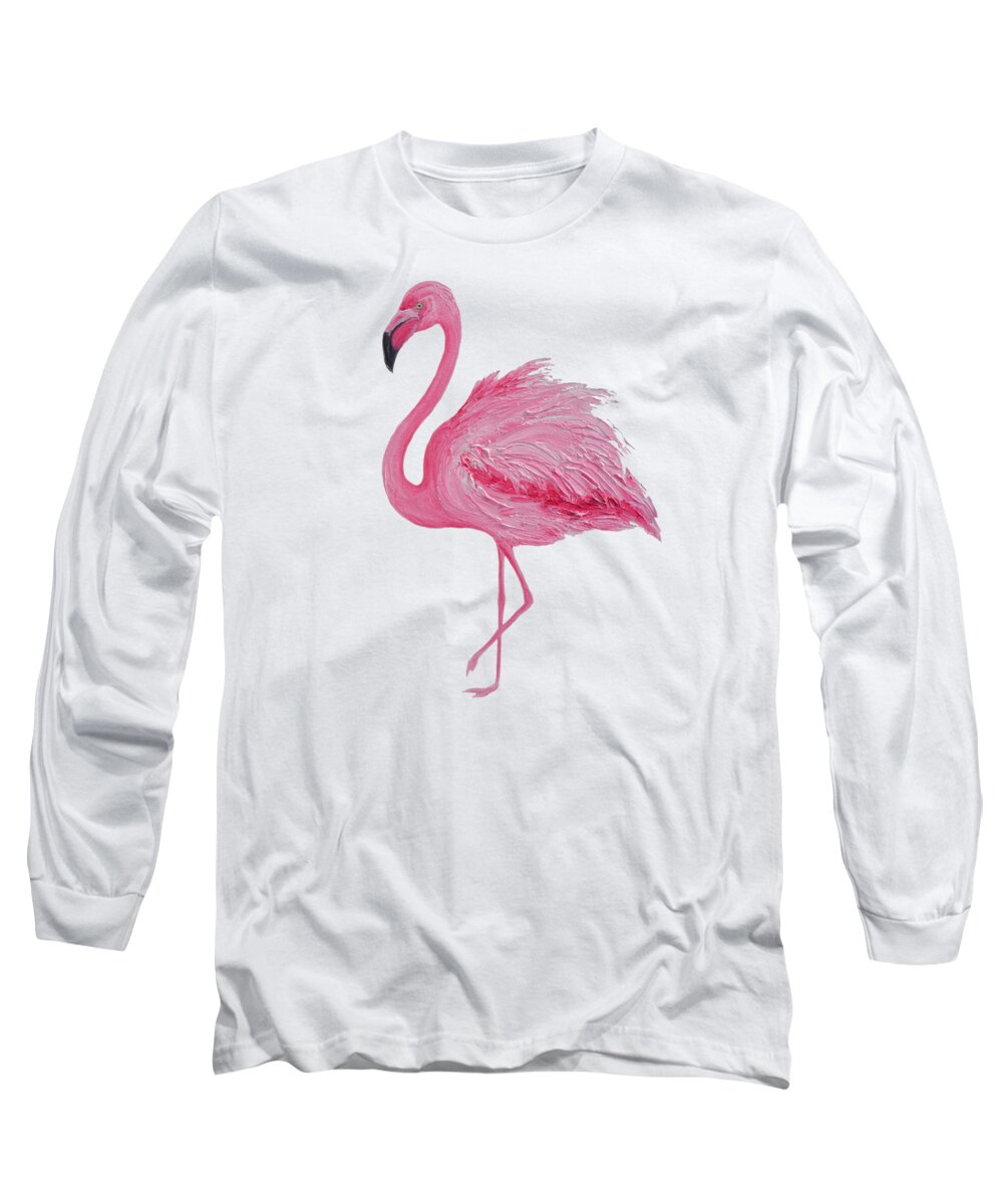 Flamingo Long Sleeve T-Shirt featuring the painting Pink Flamingo by Jan Matson