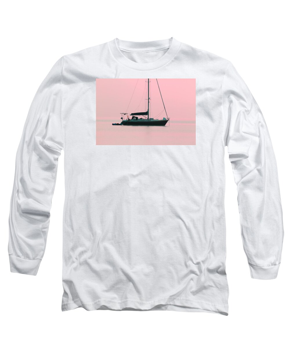 Calm Long Sleeve T-Shirt featuring the photograph Pink Mediterranean by Richard Patmore