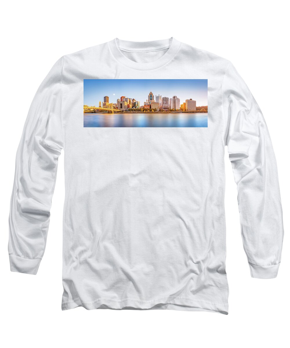 Roberto Clemente Long Sleeve T-Shirt featuring the photograph Pittsburgh downtown skyline by Mihai Andritoiu