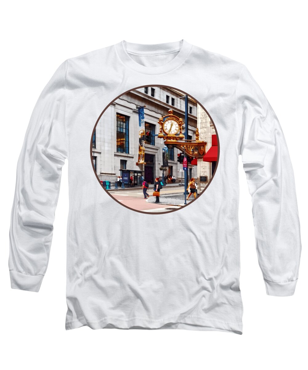 Pittsburgh Long Sleeve T-Shirt featuring the photograph Pittsburgh PA - Corner of Smithfield and Fifth by Susan Savad