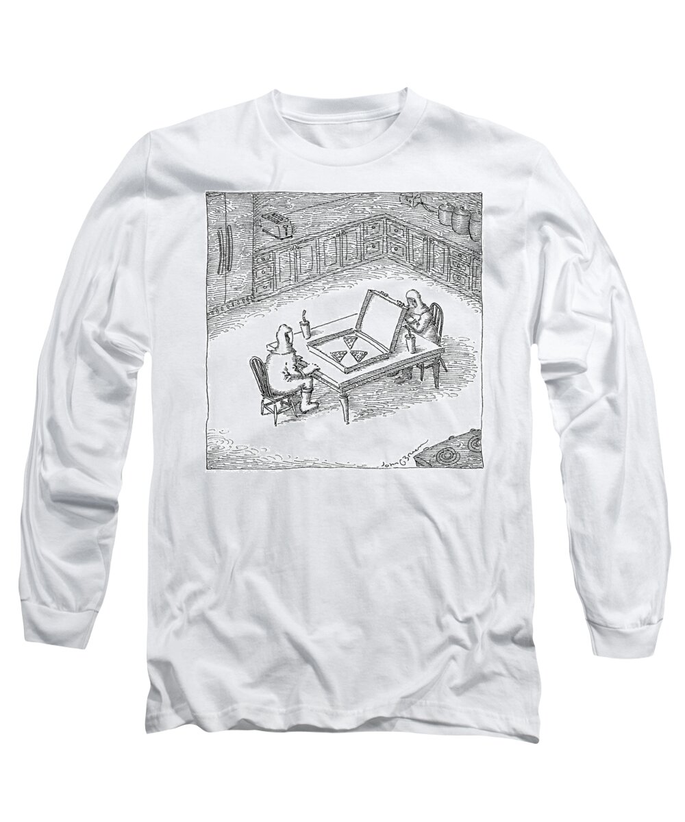 Hazard Long Sleeve T-Shirt featuring the drawing Pizza Hazard by John O'Brien
