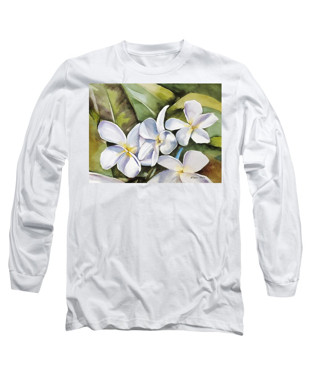 Among Long Sleeve T-Shirt featuring the painting Plumeria II by Han Choi - Printscapes