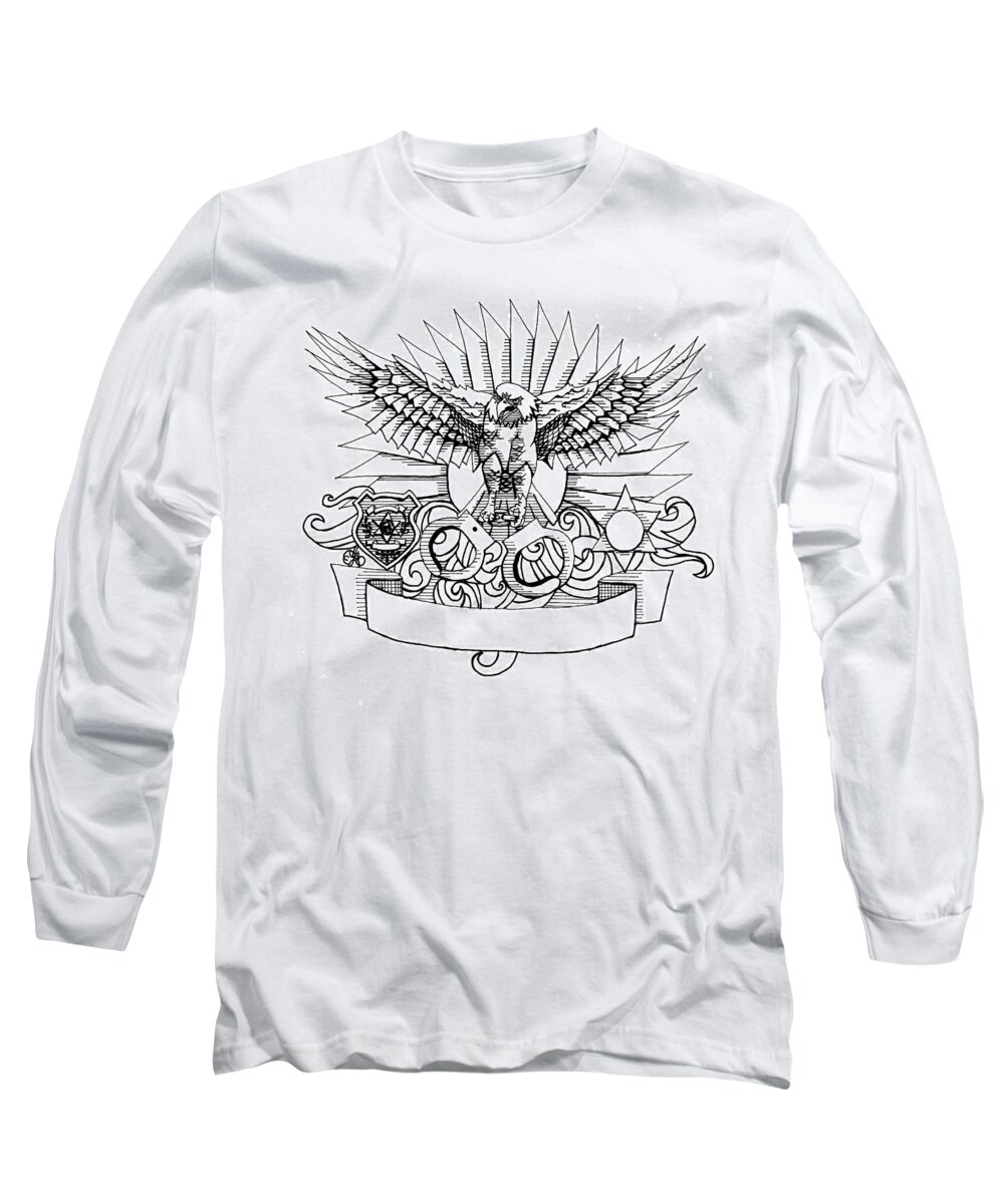 Bald Eagle Long Sleeve T-Shirt featuring the drawing Police Department by Scarlett Royale
