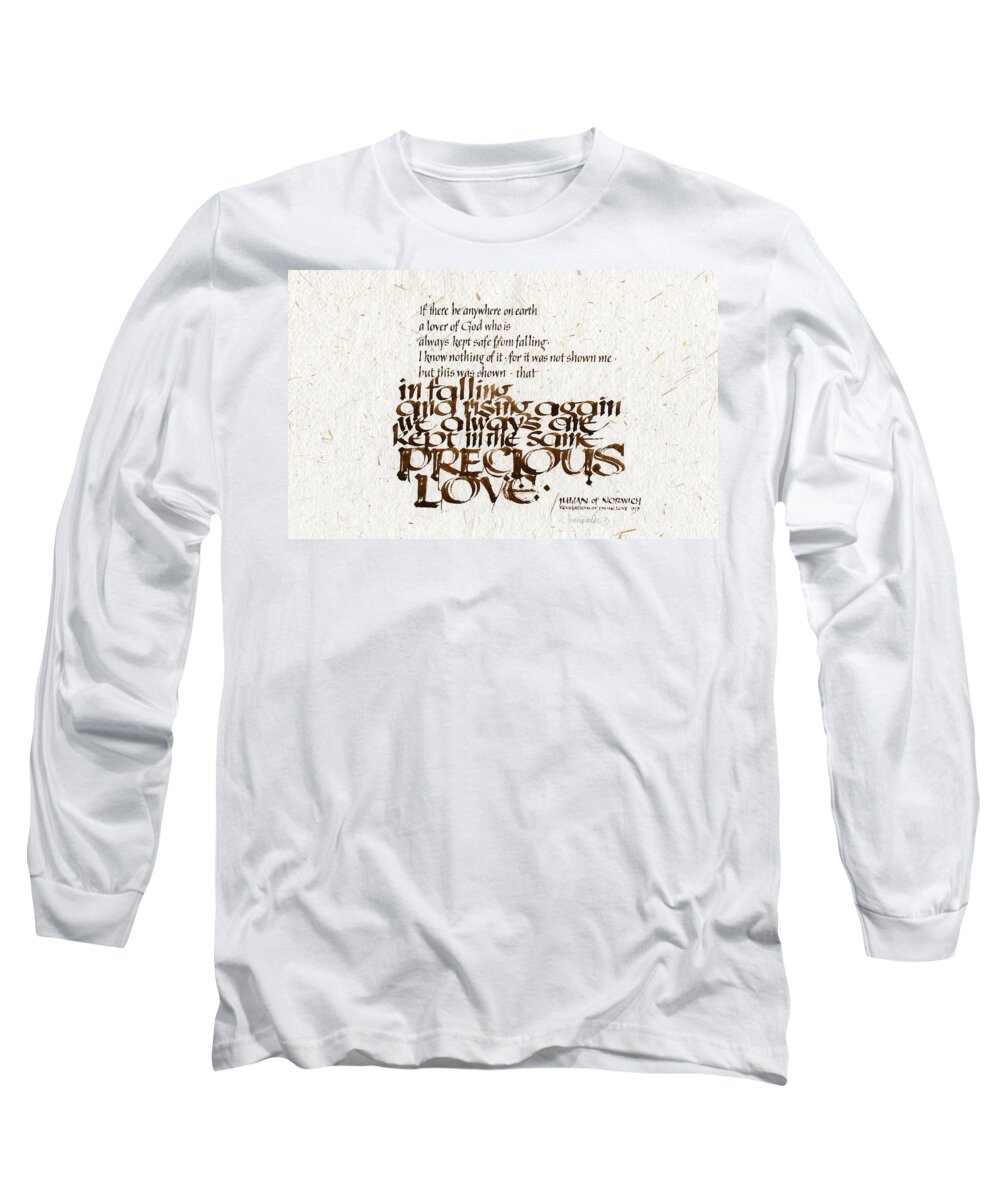 Julian Of Norwich Long Sleeve T-Shirt featuring the painting Precious Love by Judy Dodds
