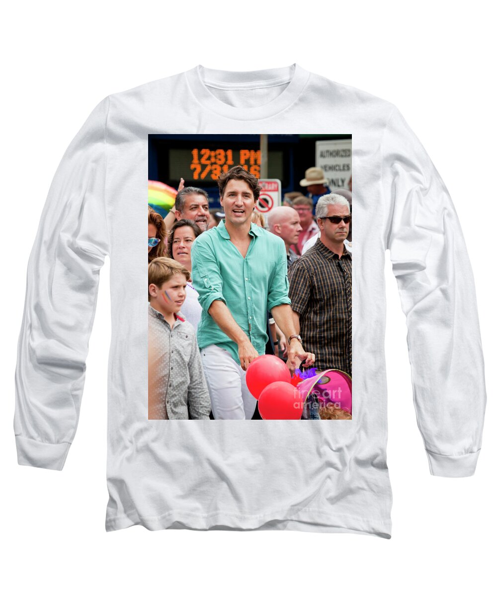 Justin Trudeau Long Sleeve T-Shirt featuring the photograph Prime Minister Justin Trudeau by Chris Dutton