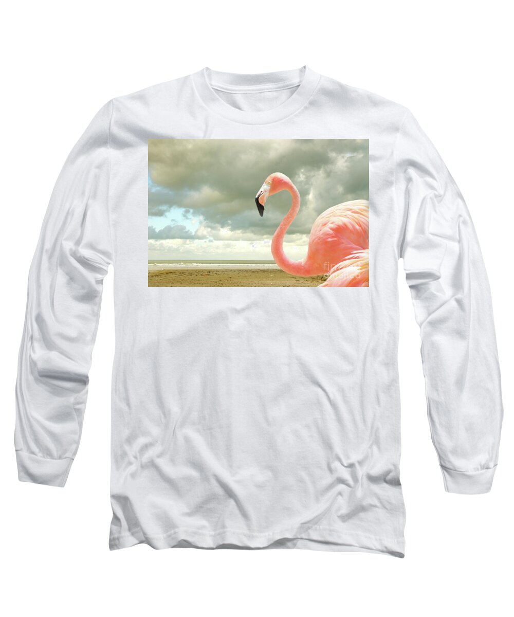 Flamingo Long Sleeve T-Shirt featuring the photograph Proud to be pink by Adriana Zoon