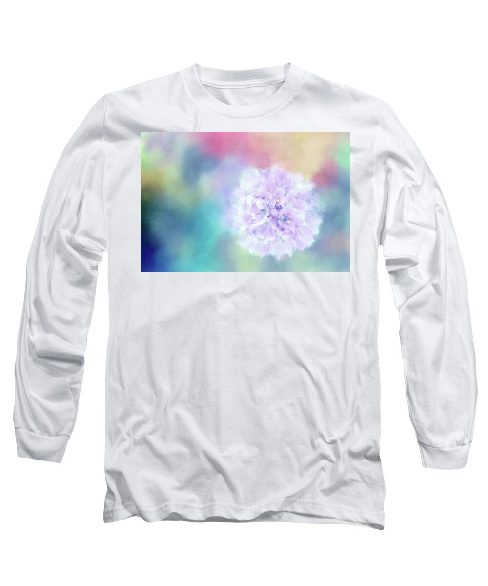 Photography Long Sleeve T-Shirt featuring the digital art Puff Pastel Flower by Terry Davis