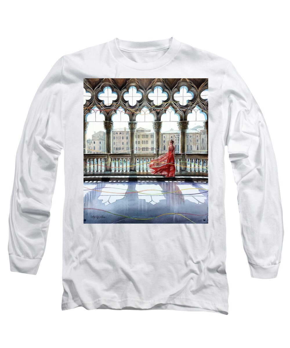 Art Long Sleeve T-Shirt featuring the painting Quatrefoil Breeze by Carolyn Coffey Wallace
