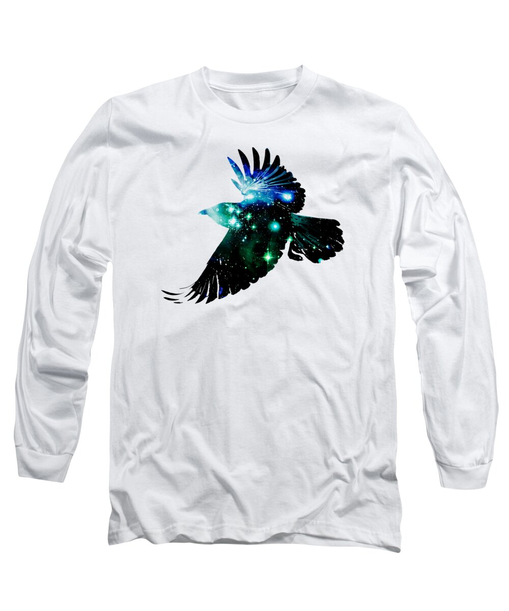 Malakhova Long Sleeve T-Shirt featuring the digital art Raven by Anastasiya Malakhova