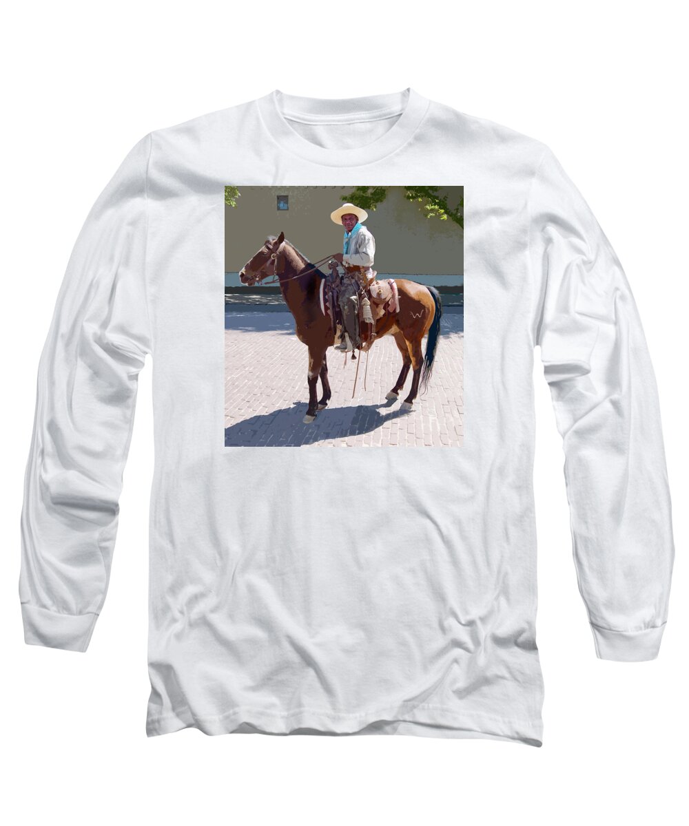 Cowboy Long Sleeve T-Shirt featuring the digital art Real Cowboy by John Dyess