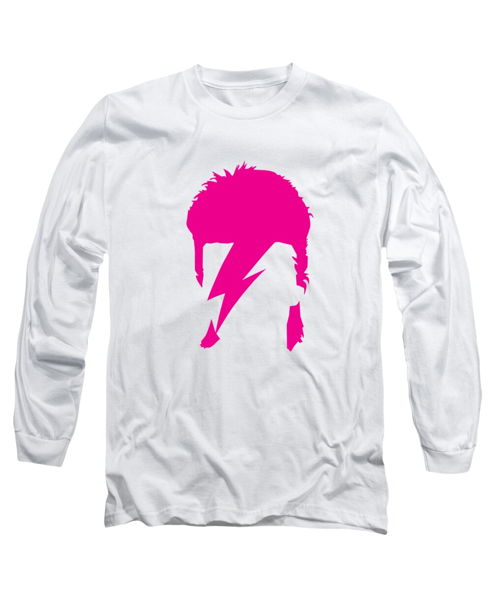 Ziggy Stardust Long Sleeve T-Shirt featuring the digital art David Bowie -REBEL REBEL #1 pink by Art Popop