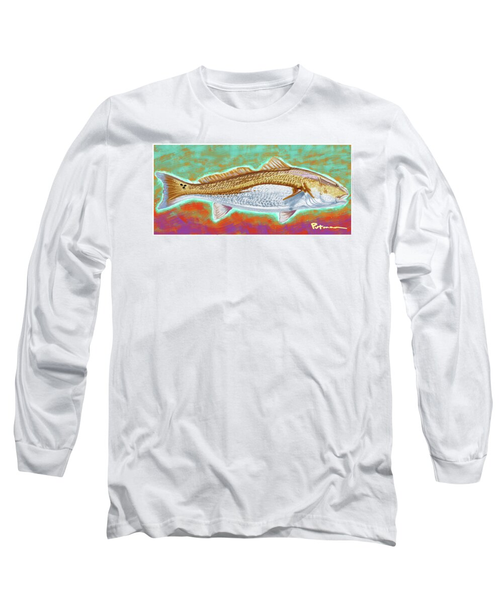 Red Drum Long Sleeve T-Shirt featuring the digital art Red Drum by Kevin Putman