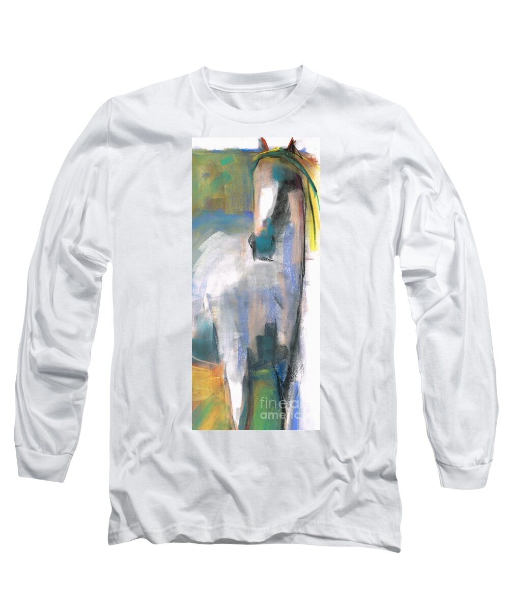 Equine Art Long Sleeve T-Shirt featuring the painting Red Ears by Frances Marino