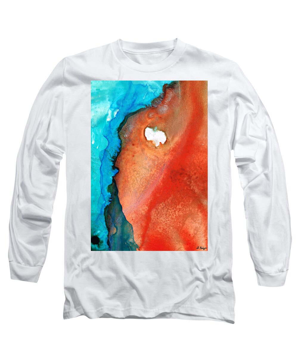 Abstract Long Sleeve T-Shirt featuring the painting Red Sea by Sharon Cummings