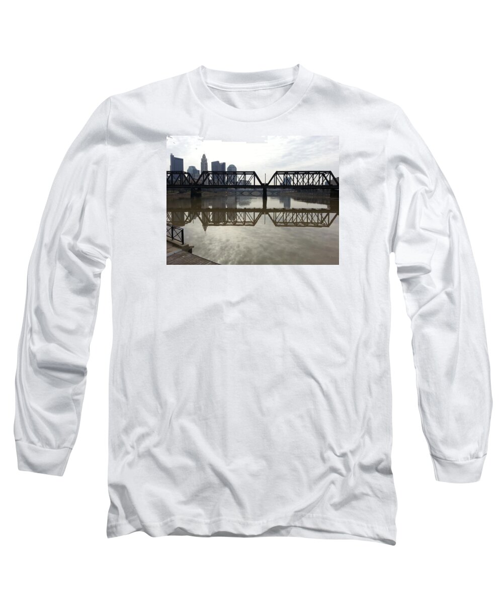Bridge Long Sleeve T-Shirt featuring the photograph Reflections 1 by James Stoshak