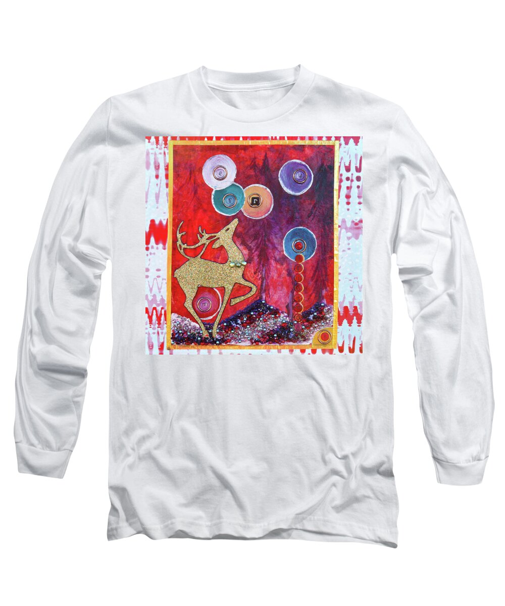 Christmas Long Sleeve T-Shirt featuring the painting Reindeer Games by Donna Blackhall