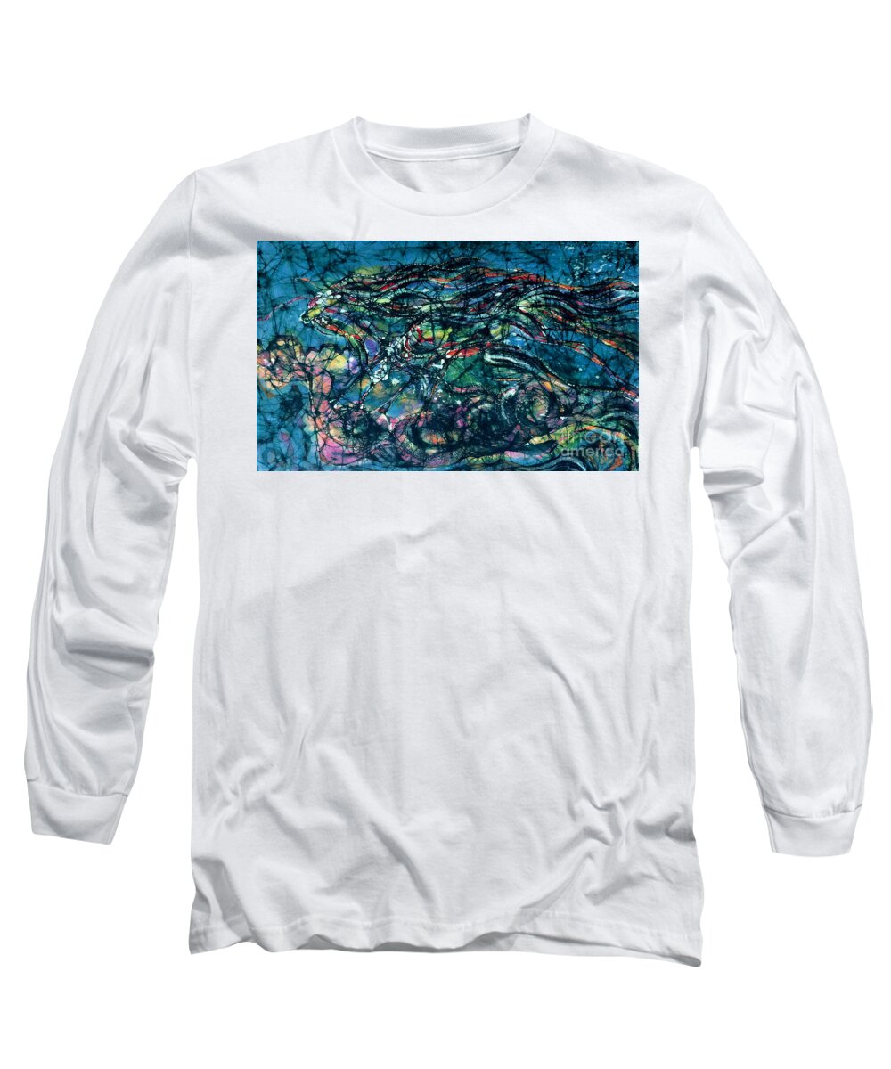 Abstract Long Sleeve T-Shirt featuring the tapestry - textile Ride the Wind by Carol Law Conklin