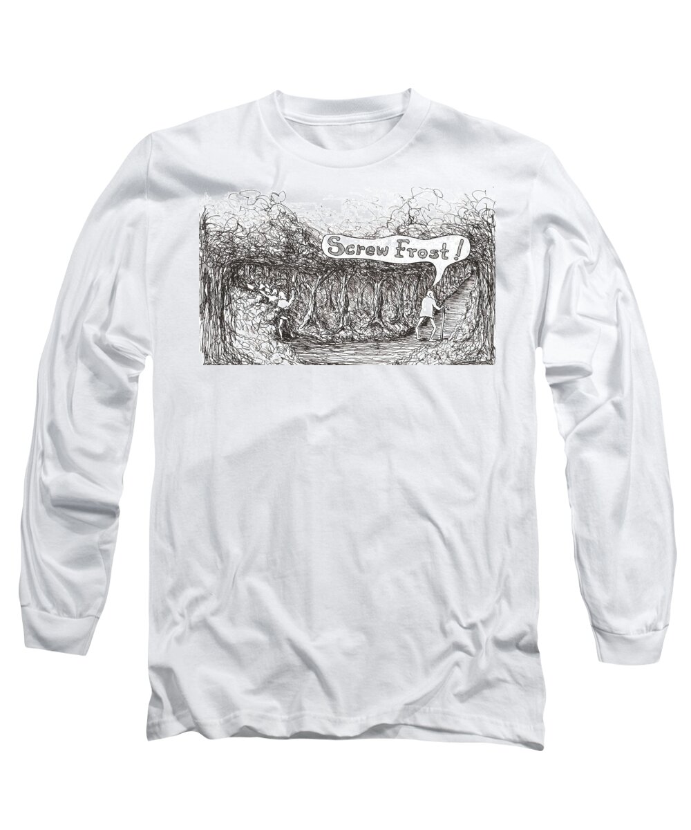 Old Long Sleeve T-Shirt featuring the drawing Road More Travelled by R Allen Swezey