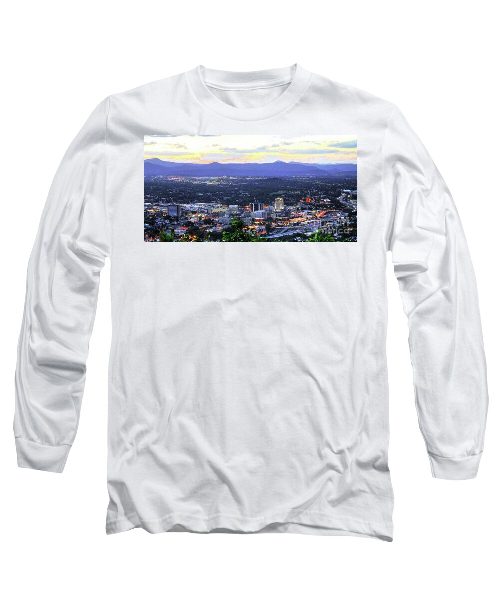 In Color Long Sleeve T-Shirt featuring the photograph Roanoke VA Virginia - Skyline From The Star by Dave Lynch